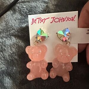 Betsey Johnson Pink Bear Dangle Earrings